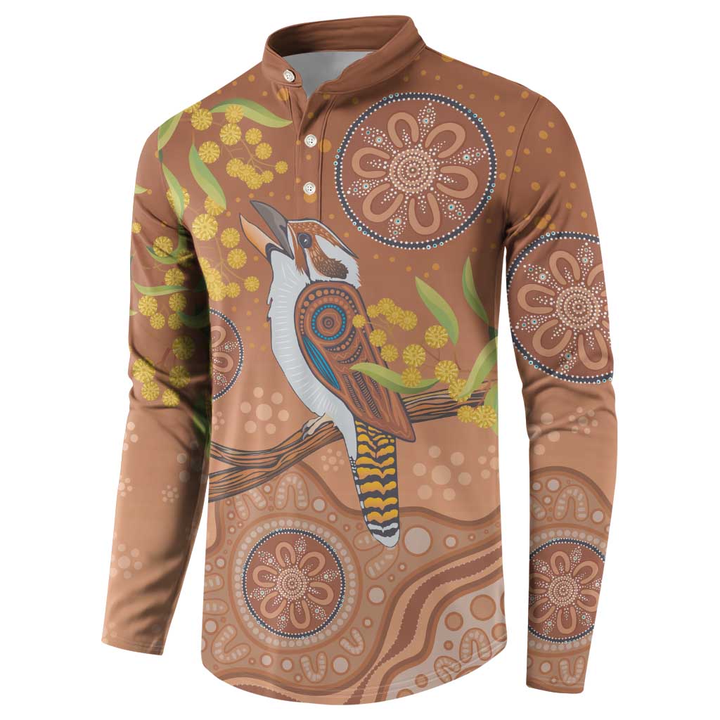 Kookaburra Aboriginal Dot Painting Button Sweatshirt