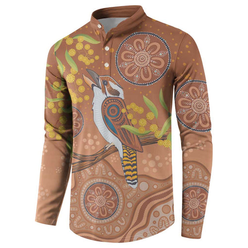 Kookaburra Aboriginal Dot Painting Button Sweatshirt