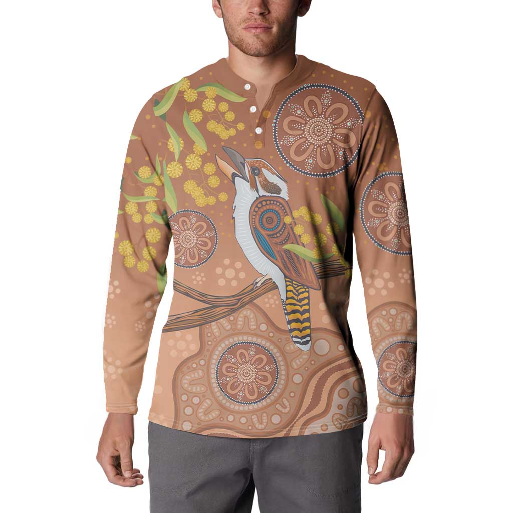 Kookaburra Aboriginal Dot Painting Button Sweatshirt