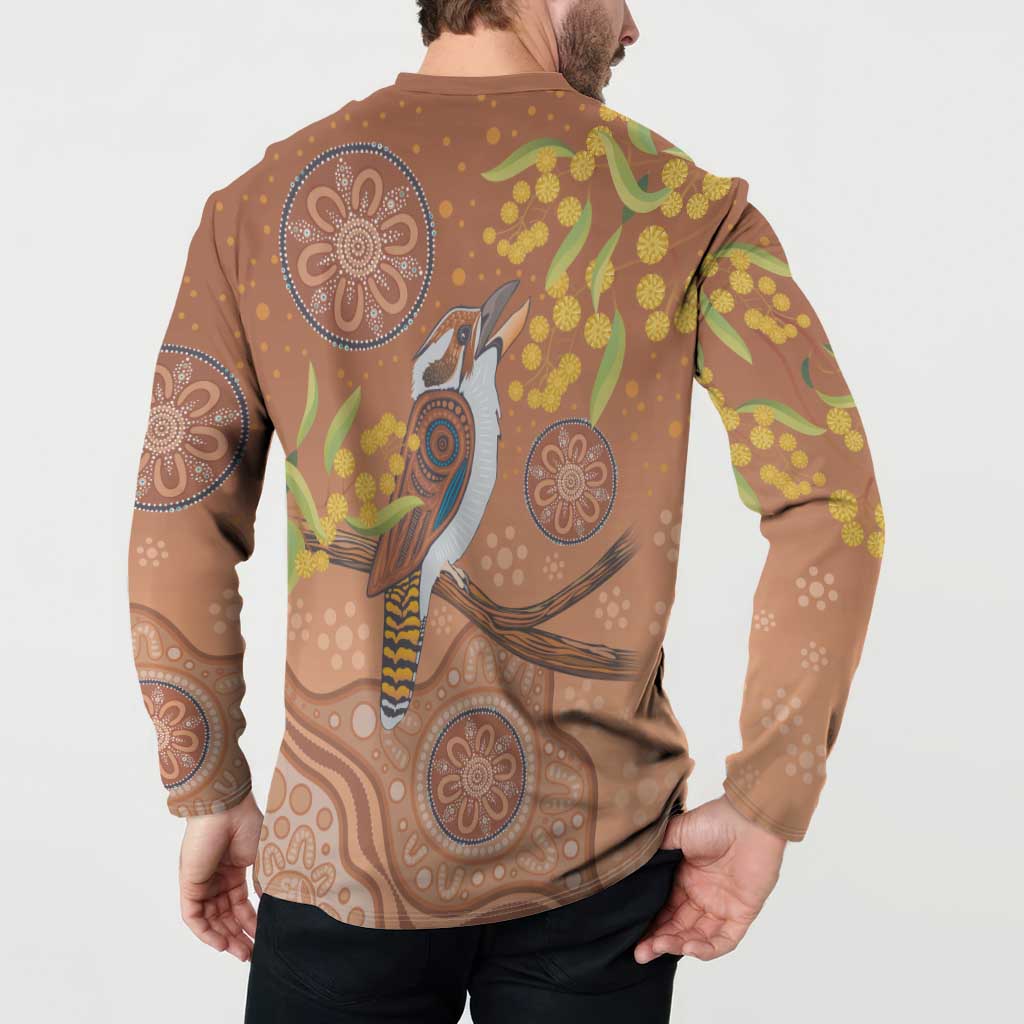 Kookaburra Aboriginal Dot Painting Button Sweatshirt