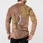 Kookaburra Aboriginal Dot Painting Button Sweatshirt
