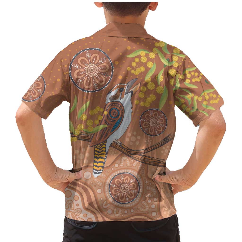 Kookaburra Aboriginal Dot Painting Family Matching Mermaid Dress and Hawaiian Shirt