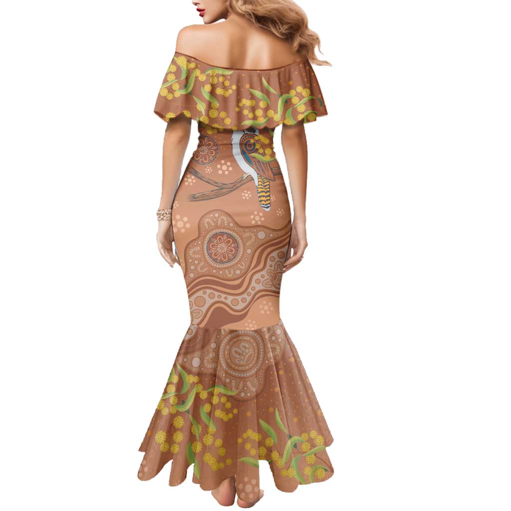 Kookaburra Aboriginal Dot Painting Family Matching Mermaid Dress and Hawaiian Shirt