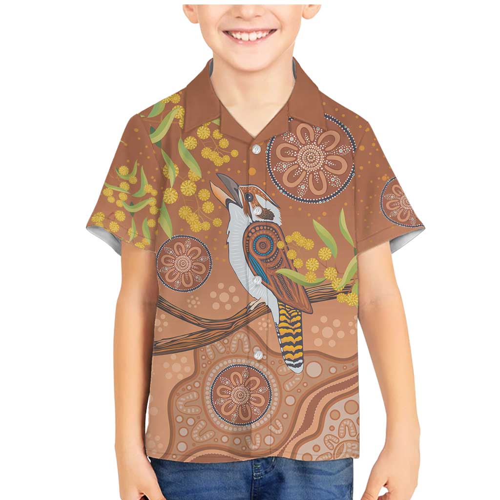 Kookaburra Aboriginal Dot Painting Family Matching Mermaid Dress and Hawaiian Shirt