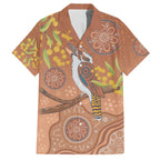 Kookaburra Aboriginal Dot Painting Family Matching Off The Shoulder Long Sleeve Dress and Hawaiian Shirt