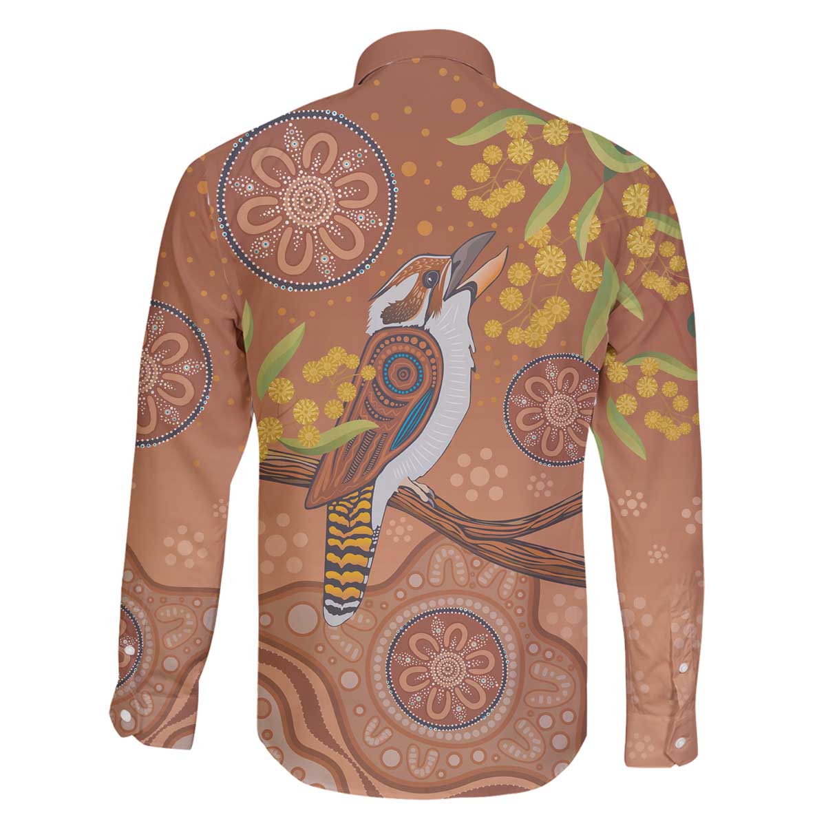 Kookaburra Aboriginal Dot Painting Family Matching Off The Shoulder Long Sleeve Dress and Hawaiian Shirt