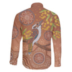 Kookaburra Aboriginal Dot Painting Family Matching Off The Shoulder Long Sleeve Dress and Hawaiian Shirt