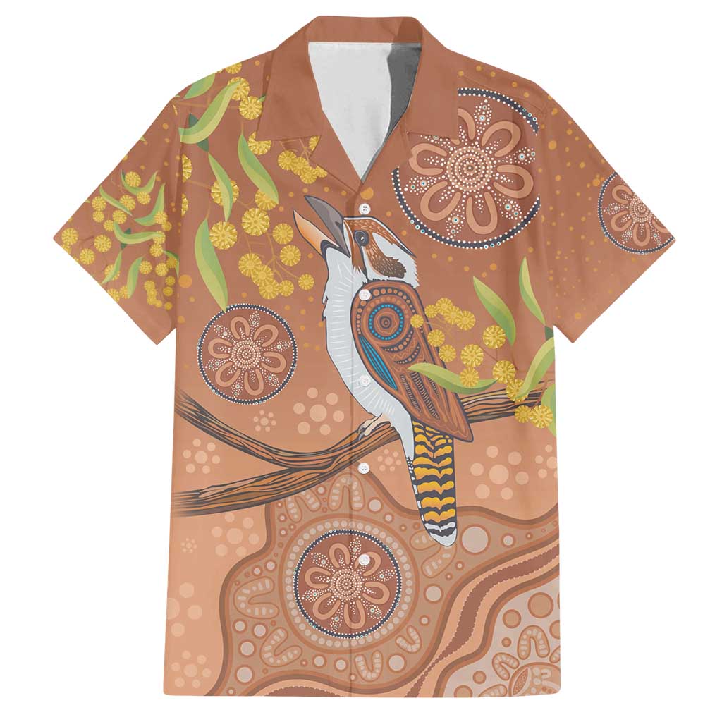 Kookaburra Aboriginal Dot Painting Family Matching Off Shoulder Maxi Dress and Hawaiian Shirt