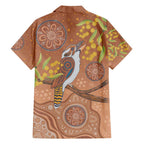 Kookaburra Aboriginal Dot Painting Family Matching Off Shoulder Maxi Dress and Hawaiian Shirt