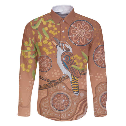 Kookaburra Aboriginal Dot Painting Family Matching Off Shoulder Short Dress and Hawaiian Shirt