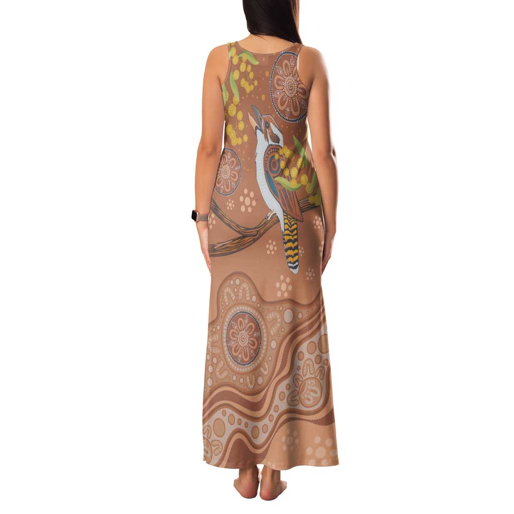 Kookaburra Aboriginal Dot Painting Family Matching Tank Maxi Dress and Hawaiian Shirt