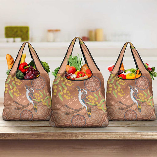 Kookaburra Aboriginal Dot Painting Grocery Bag