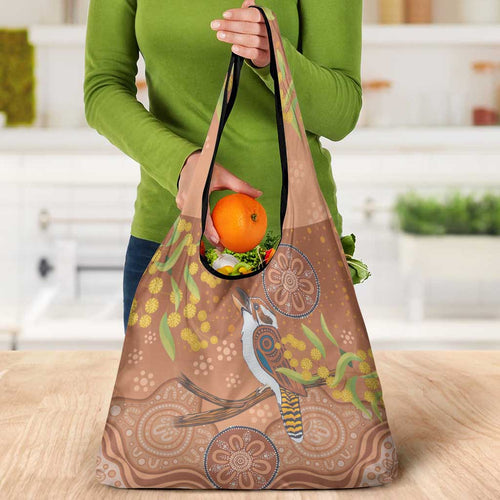 Kookaburra Aboriginal Dot Painting Grocery Bag