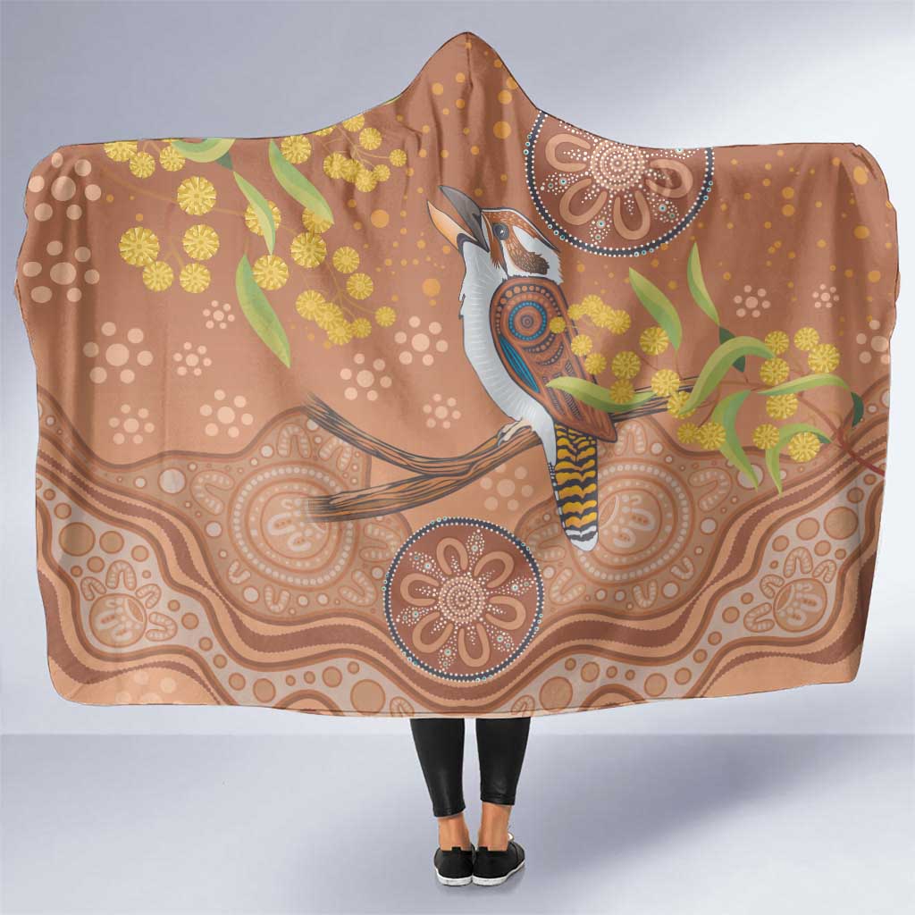 Kookaburra Aboriginal Dot Painting Hooded Blanket