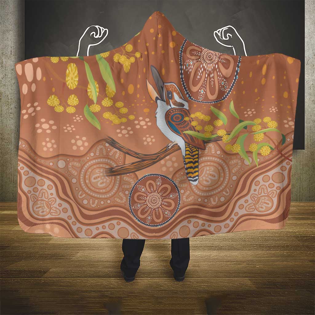 Kookaburra Aboriginal Dot Painting Hooded Blanket