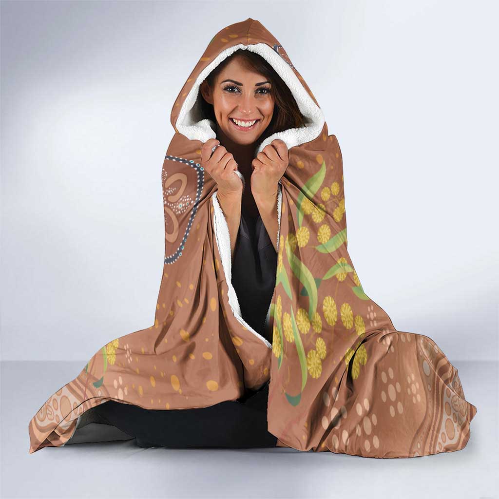 Kookaburra Aboriginal Dot Painting Hooded Blanket