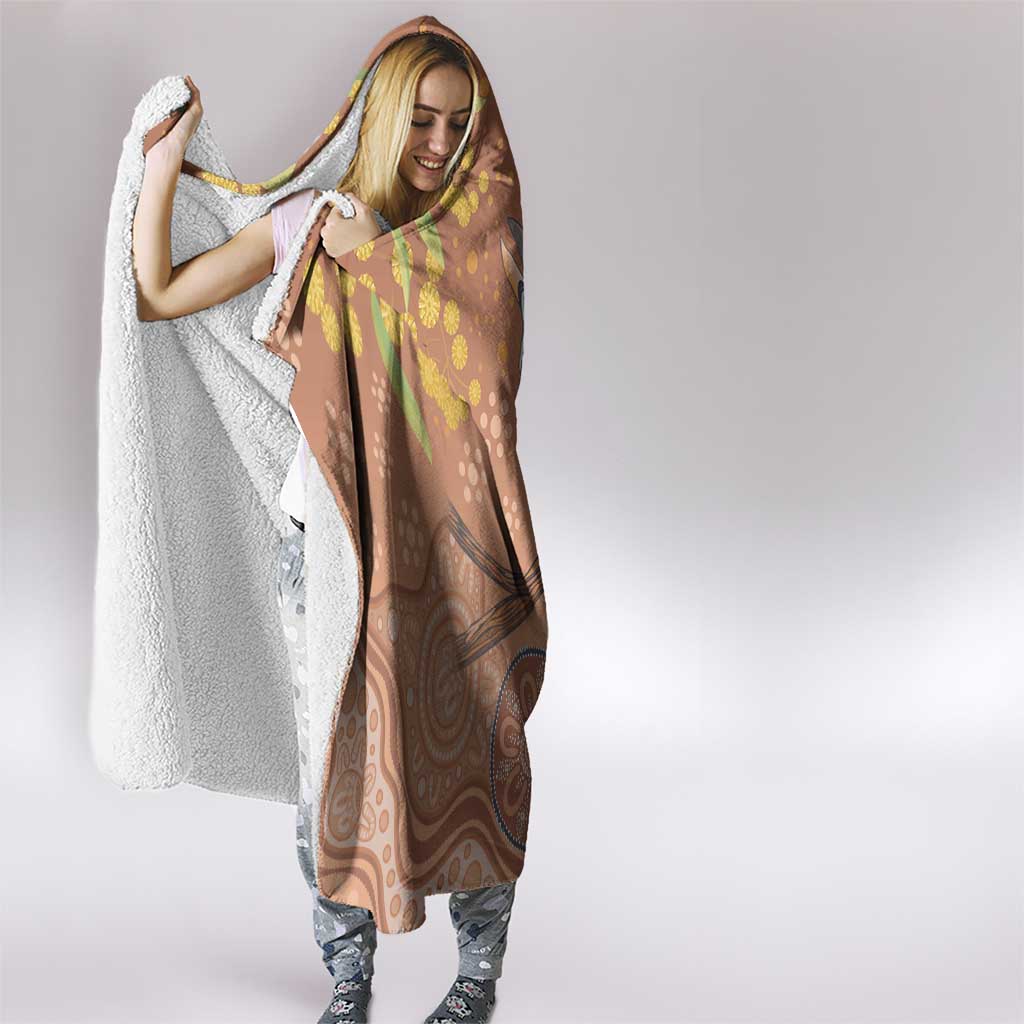 Kookaburra Aboriginal Dot Painting Hooded Blanket