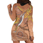 Kookaburra Aboriginal Dot Painting Hoodie Dress