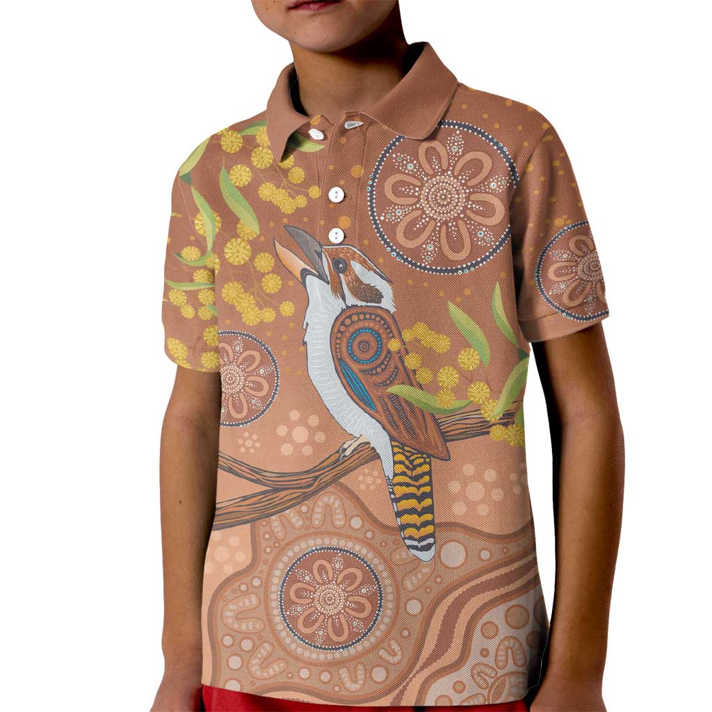 Kookaburra Aboriginal Dot Painting Kid Polo Shirt