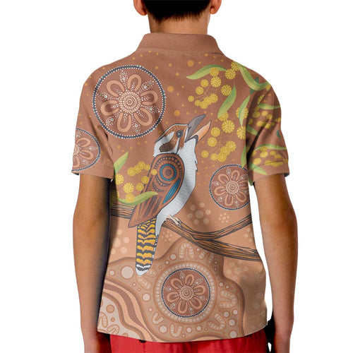 Kookaburra Aboriginal Dot Painting Kid Polo Shirt