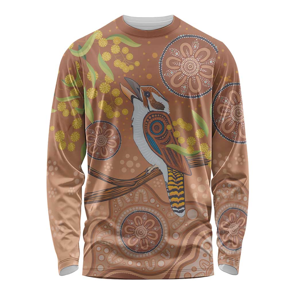 Kookaburra Aboriginal Dot Painting Long Sleeve Shirt