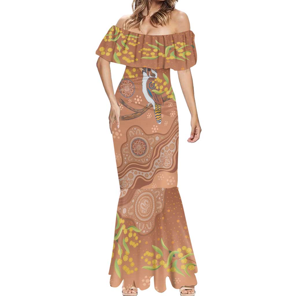 Kookaburra Aboriginal Dot Painting Mermaid Dress