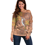 Kookaburra Aboriginal Dot Painting Off Shoulder Sweater