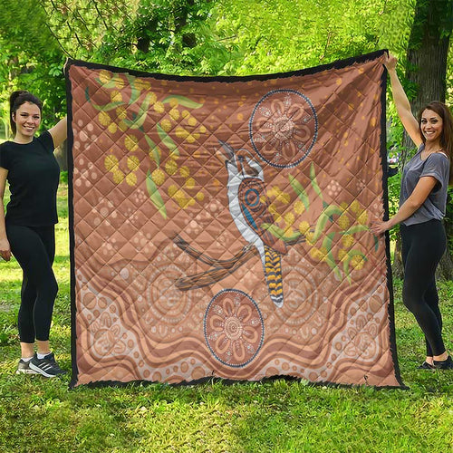 Kookaburra Aboriginal Dot Painting Quilt