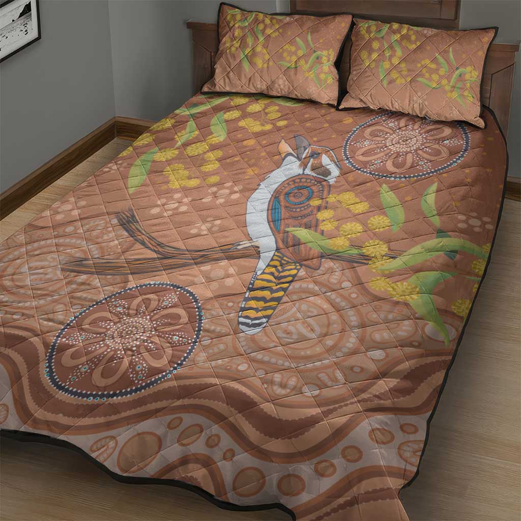 Kookaburra Aboriginal Dot Painting Quilt Bed Set