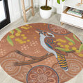 Kookaburra Aboriginal Dot Painting Round Carpet