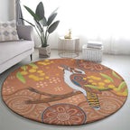 Kookaburra Aboriginal Dot Painting Round Carpet