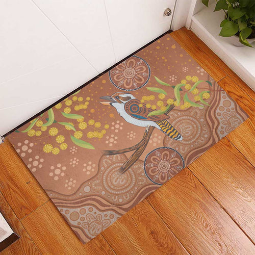 Kookaburra Aboriginal Dot Painting Rubber Doormat