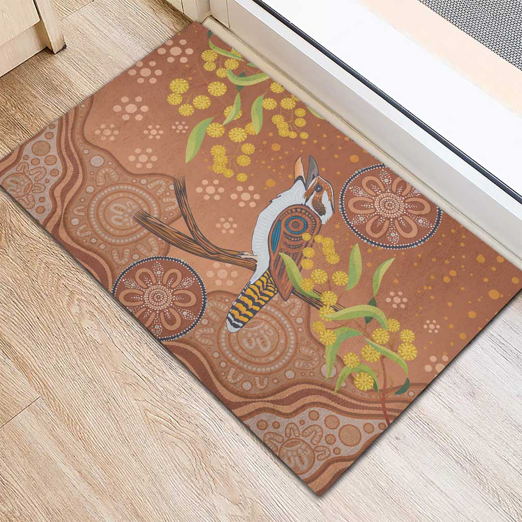 Kookaburra Aboriginal Dot Painting Rubber Doormat