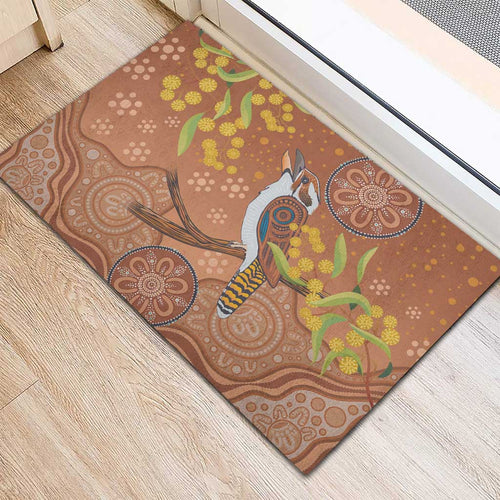 Kookaburra Aboriginal Dot Painting Rubber Doormat