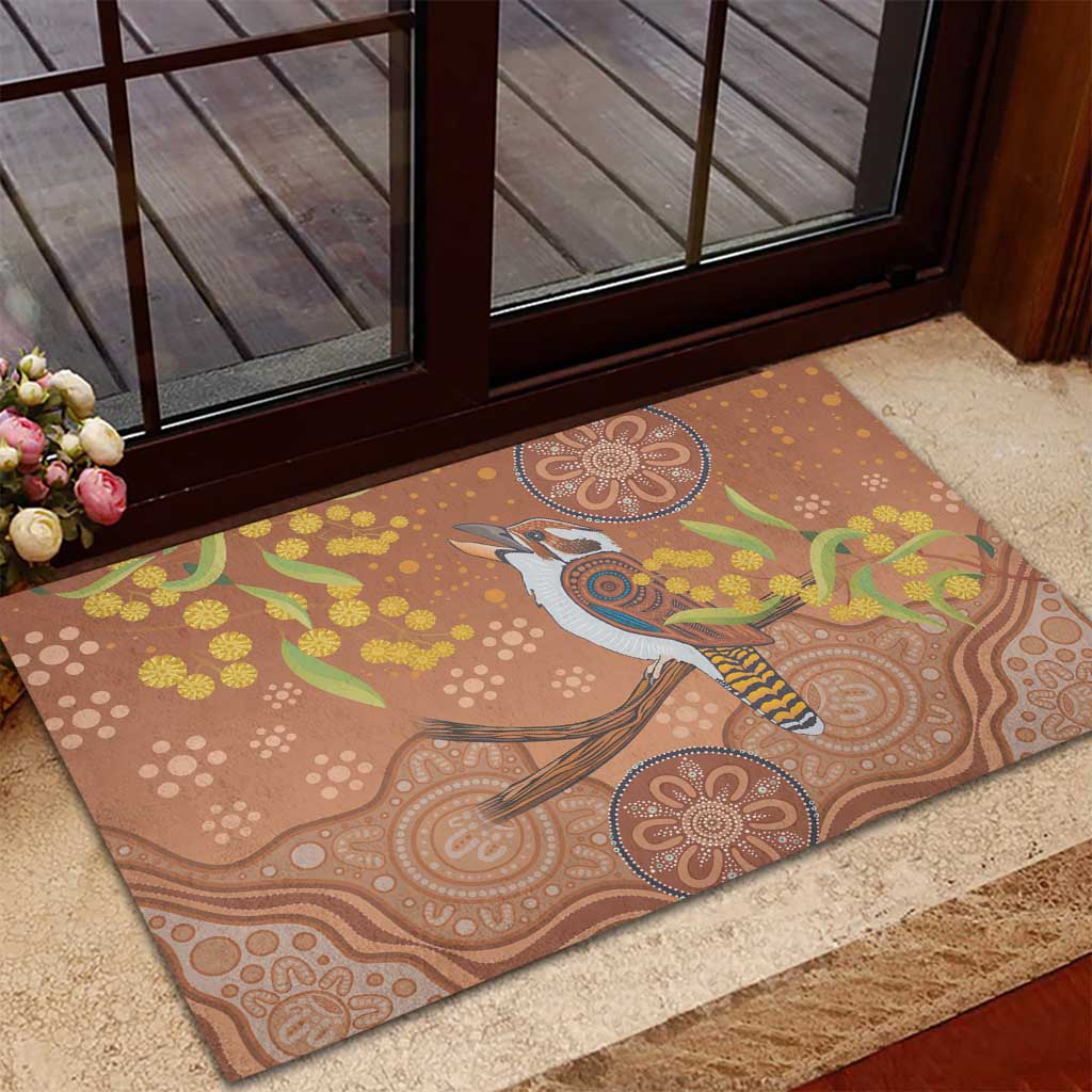 Kookaburra Aboriginal Dot Painting Rubber Doormat