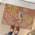 Kookaburra Aboriginal Dot Painting Rubber Doormat