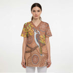 Kookaburra Aboriginal Dot Painting Scrub Top - Aussie Hoodie