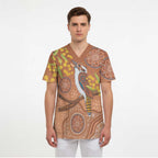 Kookaburra Aboriginal Dot Painting Scrub Top - Aussie Hoodie