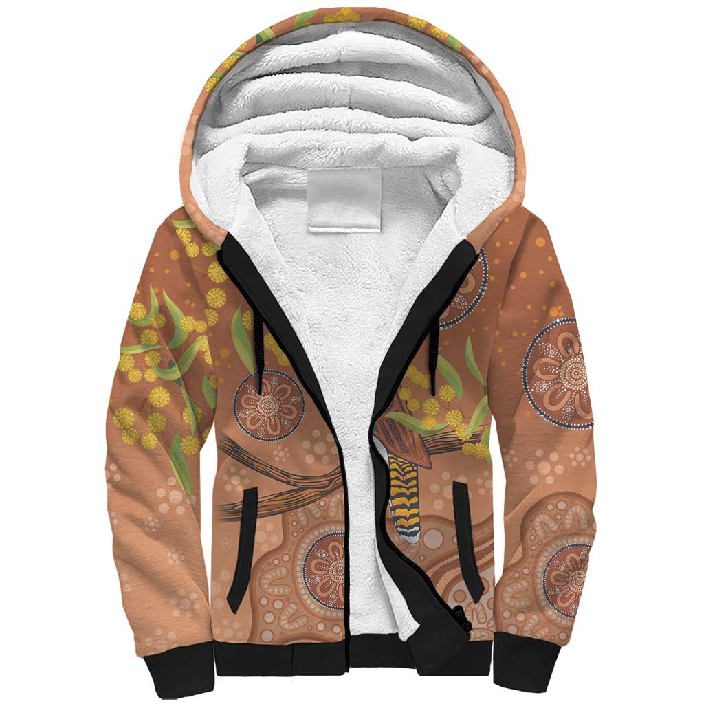 Kookaburra Aboriginal Dot Painting Sherpa Hoodie