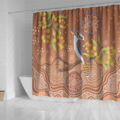 Kookaburra Aboriginal Dot Painting Shower Curtain