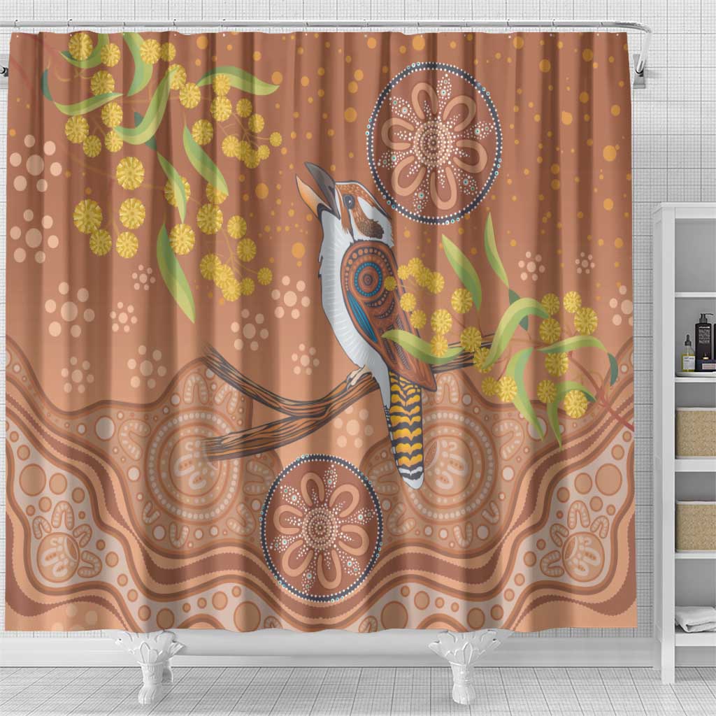Kookaburra Aboriginal Dot Painting Shower Curtain