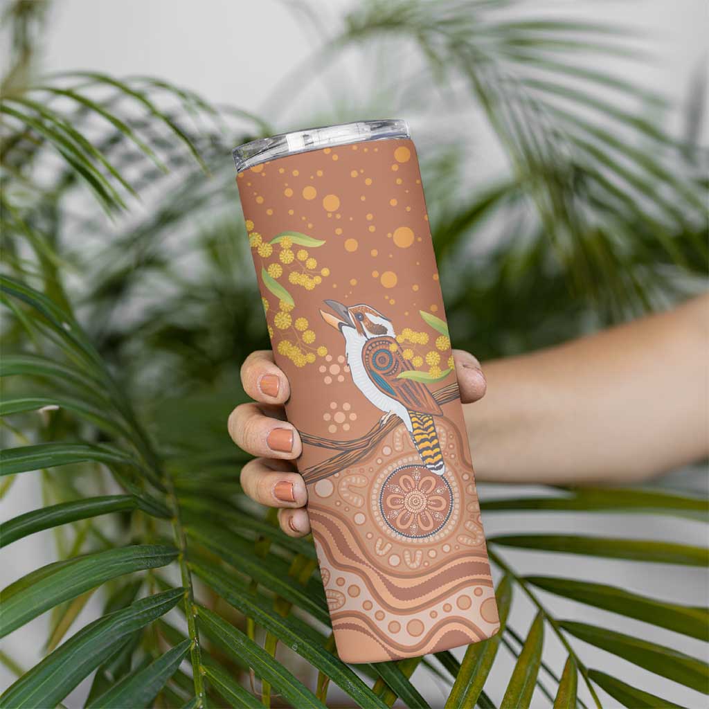 Kookaburra Aboriginal Dot Painting Skinny Tumbler
