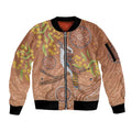 Kookaburra Aboriginal Dot Painting Sleeve Zip Bomber Jacket