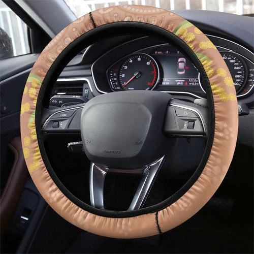 Kookaburra Aboriginal Dot Painting Steering Wheel Cover
