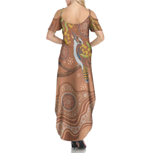 Kookaburra Aboriginal Dot Painting Summer Maxi Dress
