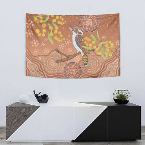 Kookaburra Aboriginal Dot Painting Tapestry