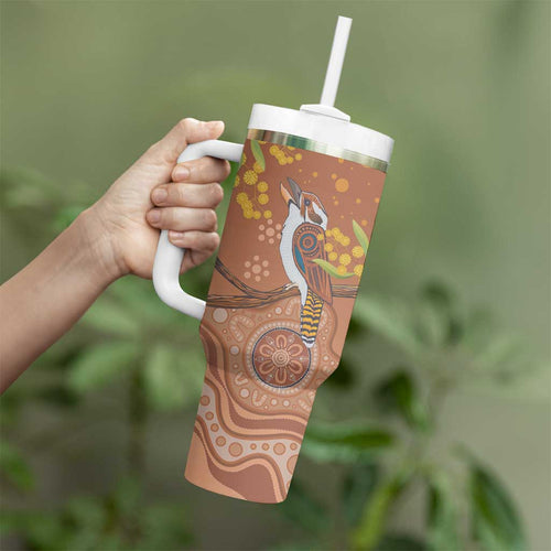 Kookaburra Aboriginal Dot Painting Tumbler With Handle