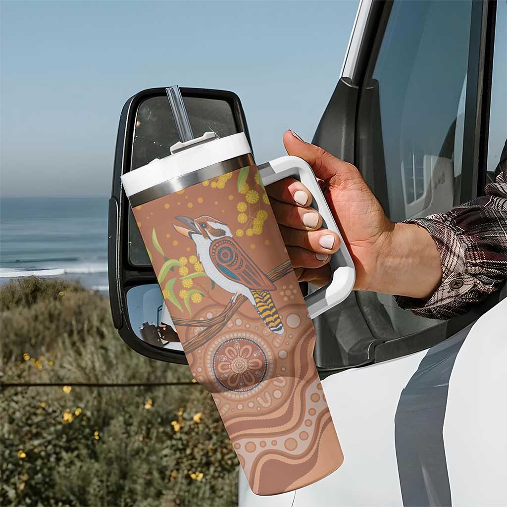 Kookaburra Aboriginal Dot Painting Tumbler With Handle
