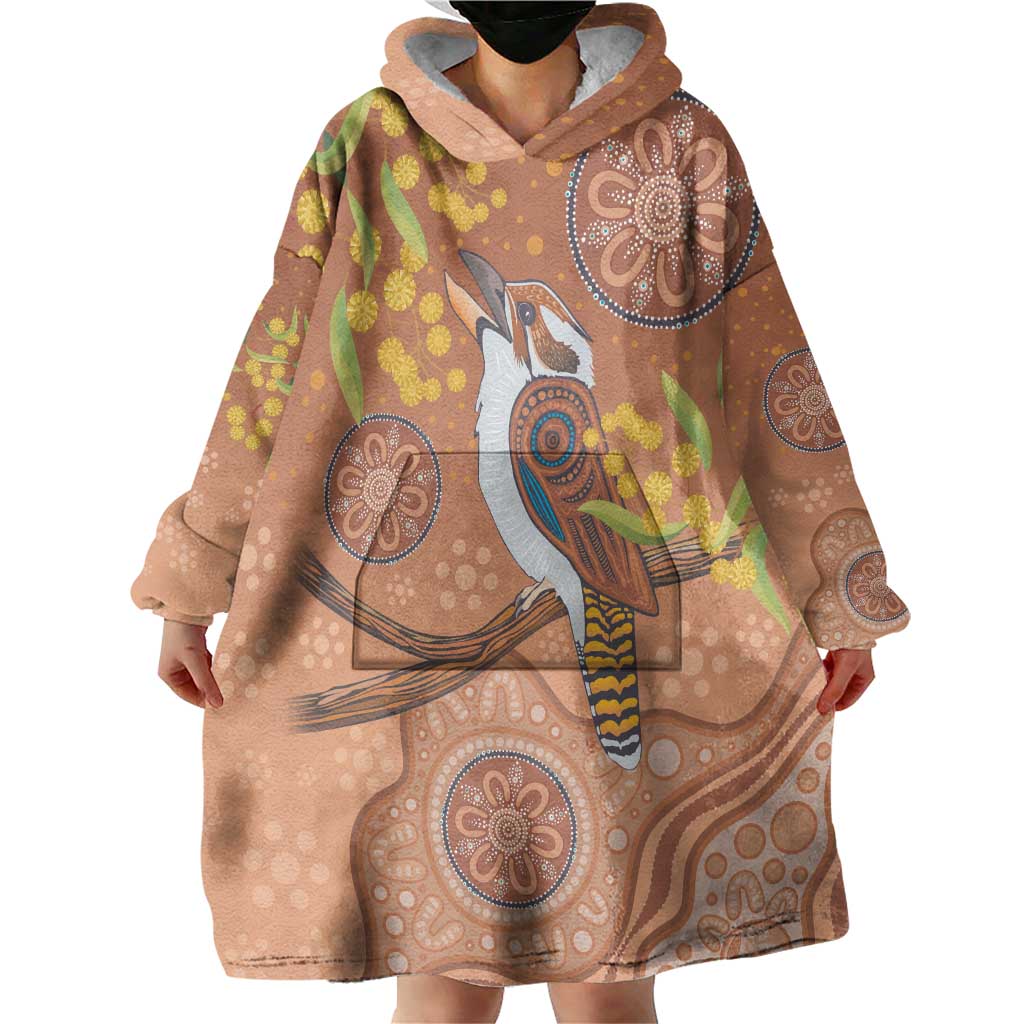 Kookaburra Aboriginal Dot Painting Wearable Blanket Hoodie