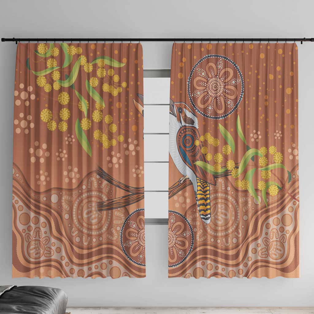 Kookaburra Aboriginal Dot Painting Window Curtain